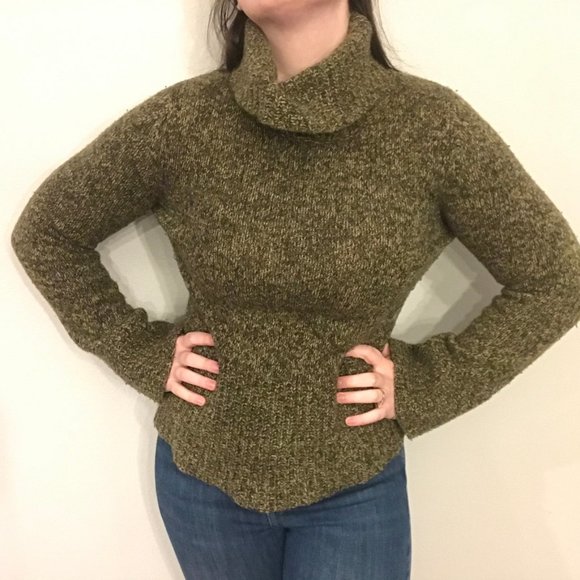 Express Sweaters - Express L Green Cowl Neck Wool Sweater